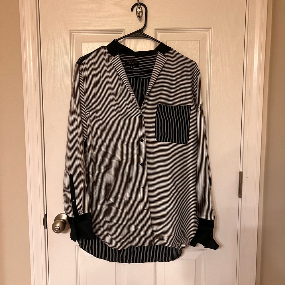 rag & bone 
Black and white striped silk blouse